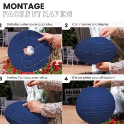 Skylantern Lot de 12 Boules Japonaises Bleu Navy 30 cm