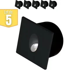 Best Horoz Electric Lot de 5 Spots LED muraux carré noir 3W 4000K