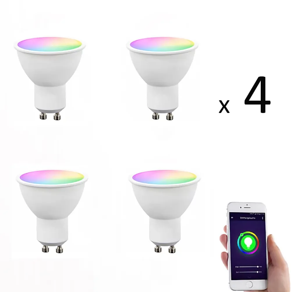 Ampoule Connectée<Lot de 4 x Ampoule GU10 LED connectée RVB 4,8W 380 lm