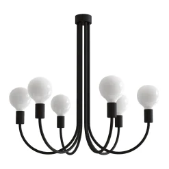 Best Lumicom - CHANDELIER Plafonnier, 6XE27, max 42W, métal, noir mat, D60cm