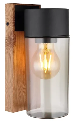 Best Globo Lighting Luminaire extérieur acier inoxidable décor bois foncé, 1x E27