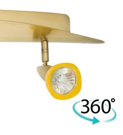 Autres Plafonnier Pour Chambre|Plafonnier Pour Cuisine<Luminaire Plafonnier Rampe laiton brossé 2 Lumières orientables 2 x 35 W diffuseurs jaune