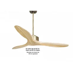 Best Klassfan Modulo de - Super destratificateur et ventilateur DC 132 cm Laiton pales bois clair sans Lumière 25 à 40 m²