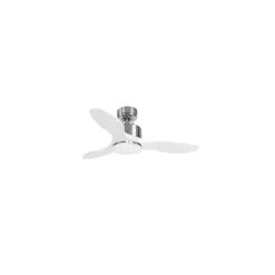 Best Klassfan Modulo de - Super destratificateur et ventilateur DC 106 cm Chrome pales bois blanc Lumière dimmable 15 à 20 m²