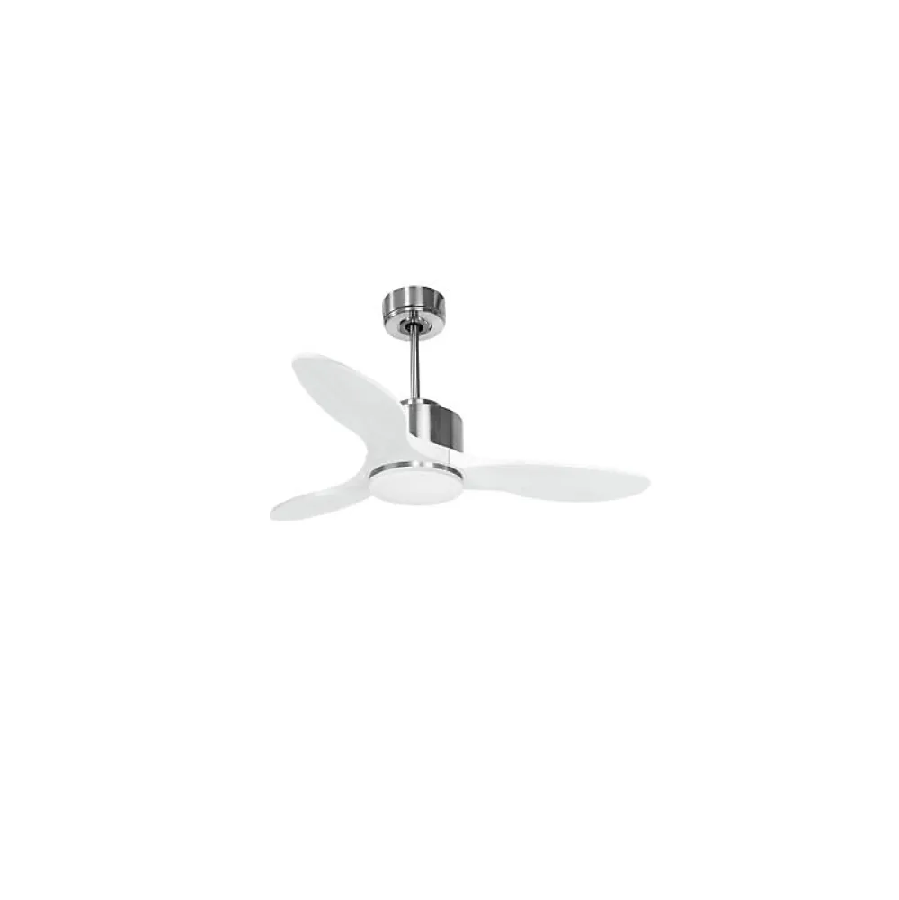Best Klassfan Modulo de - Super destratificateur et ventilateur DC 106 cm Chrome pales bois blanc Lumière dimmable 15 à 20 m²
