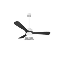 Best Klassfan Modulo de - Super destratificateur et ventilateur DC 132 cm Blanc bois noir Lumière dimmable 25 à 40 m²