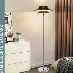Best Nettlife Lampadaire Salon Noir Moderne E27 1 flamme avec interrupteur à pied Vintage Métal Design Industriel Hauteur 145CM