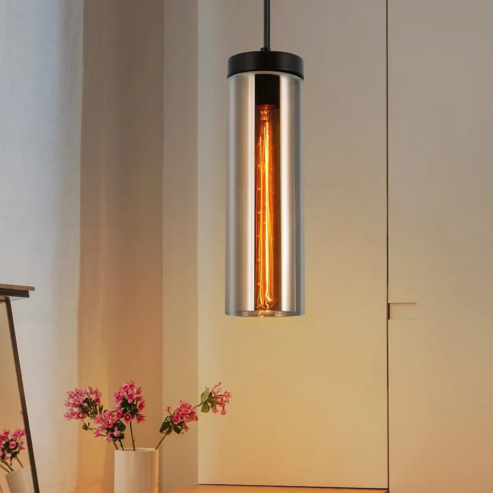 Best Nettlife Lampe à Suspension Pour Table à Manger En Verre Noir Mat Rétro 1 Flamme E27