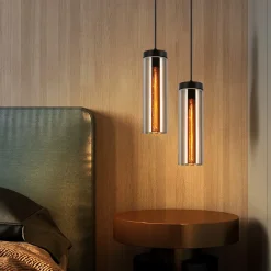 Best Nettlife Lampe à Suspension Pour Table à Manger En Verre Noir Mat Rétro 1 Flamme E27