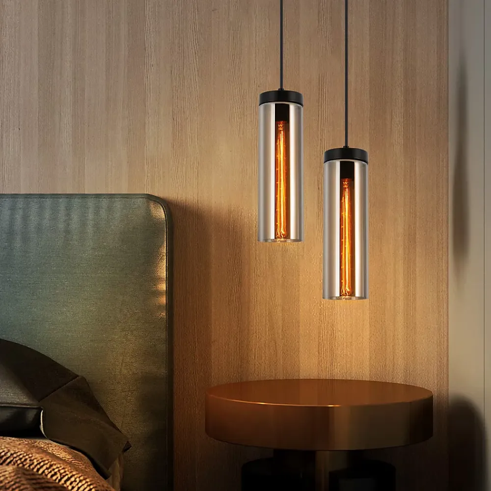 Best Nettlife Lampe à Suspension Pour Table à Manger En Verre Noir Mat Rétro 1 Flamme E27
