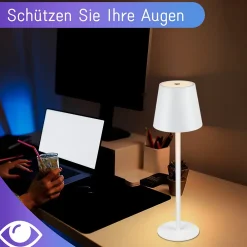 Outlet Nettlife Lampe de chevet LED RGB, 2600mAh, rechargeable, tactile, dimmable, blanc, USB