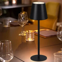 Nettlife Veilleuse Sur Batterie<Lampe de chevet sans fil, LED 2600mAh, lampe de table extérieur rechargeable, tactile, noire, avec USB