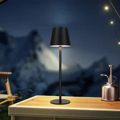 Nettlife Veilleuse Sur Batterie<Lampe de chevet sans fil, LED 2600mAh, lampe de table extérieur rechargeable, tactile, noire, avec USB