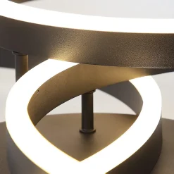 Best Nettlife Lampe plafond LED noire réglable, 82cm, avec télécommande, 74W, design 3 anneaux en acryl