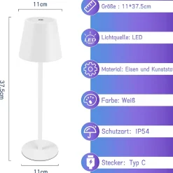 New Nettlife Lot de 2 lampes de chevet LED RGB, 2600mAh, rechargeable, tactile, dimmable, blanc, USB
