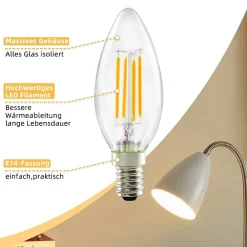 Clearance Nettlife Pack de 6 ampoules LED E14 lampe bougie blanc chaud de 4W 2700K à filament Edison C35 rétro