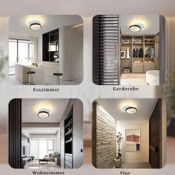 Best Nettlife Plafonnier LED 12 W Lampe de 3000 K Blanc Chaud Lampe de Chambre Lampe Design Moderne Plafond Salon Noir Rond pour