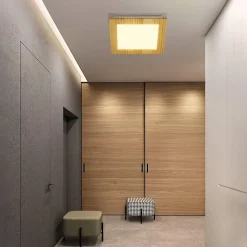 Best Nettlife Plafonnier LED Bois Plat Panneau Couloir Intérieur 3000K Blanc Chaud 30 cm 17 W pour Salle à manger Escaliers Balcon