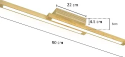Best Nettlife Plafonnier LED Bois Clair 90 cm 3000 K Blanc Chaud Lampe de au Design Rétro, pour Salon, , Couloir, Salle à Manger