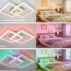 Best Nettlife Plafonnier LED de chambre à coucher, RVB, à changement de couleur, 35W, dimmable, avec télécommande