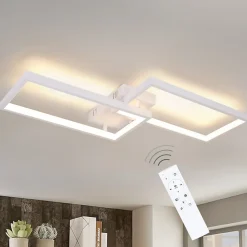 Best Nettlife Plafonnier LED Dimmable avec Télécommande 40W Métal Blanc Lampe de Cuisine Design Moderne pour Salle à Manger Salon