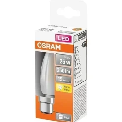 Osram Ampoule B22, Culot À Baïonnette<- LED flamme verre dépoli 2.5W B22 250lm 2700K chaud