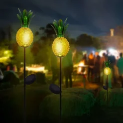 Best Näve Piquet de terre solaire à LED 'ANANAS' orange 81cm , pour l'extérieur, piquet de terre en métal et verre orange, avec LED intégrée