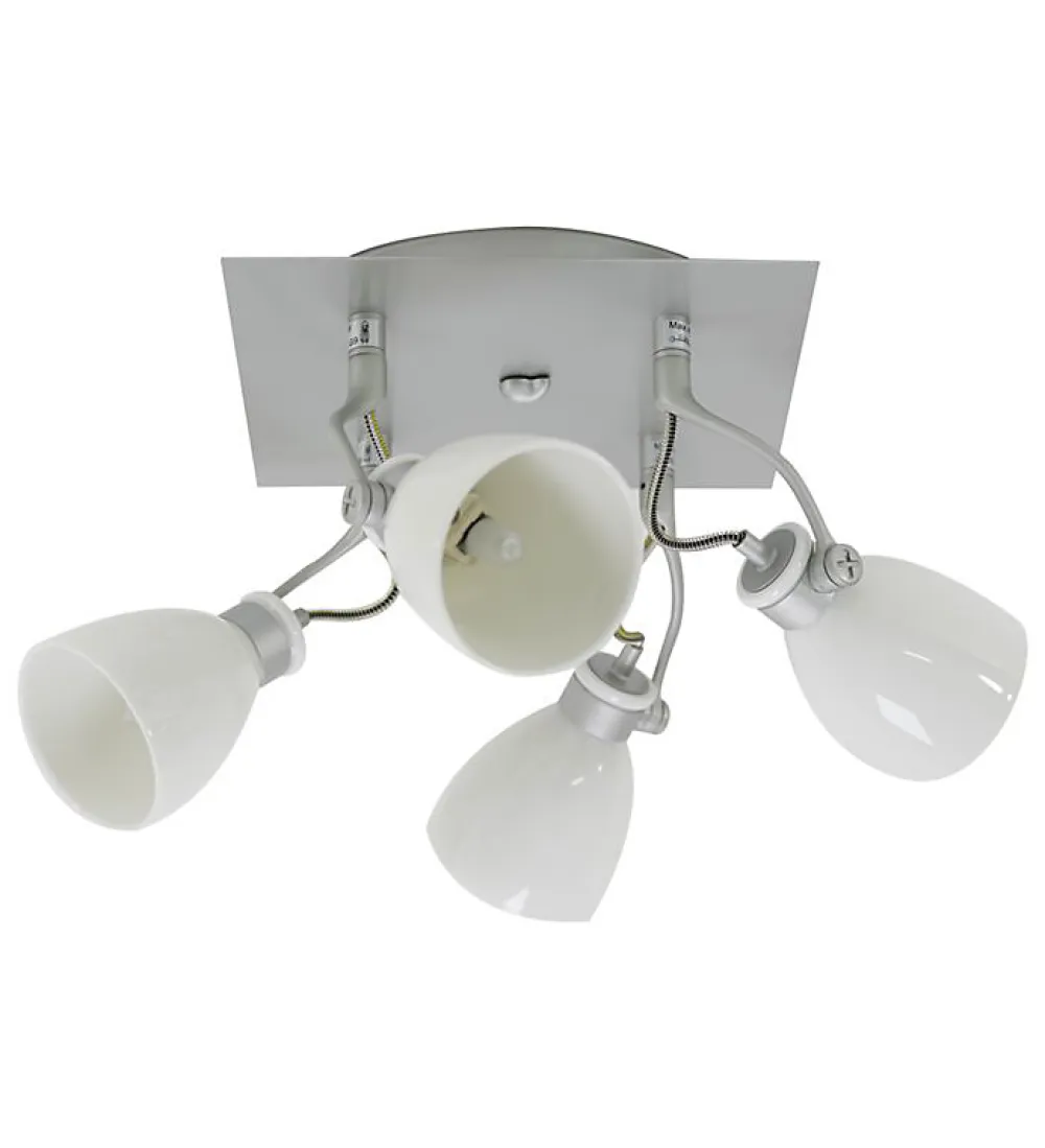 Autres Plafonnier carré gris satiné 4 lumières spots orientables et inclinables 4 x 40 W G9