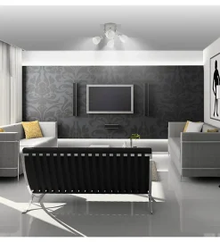 Autres Plafonnier carré gris satiné 4 lumières spots orientables et inclinables 4 x 40 W G9
