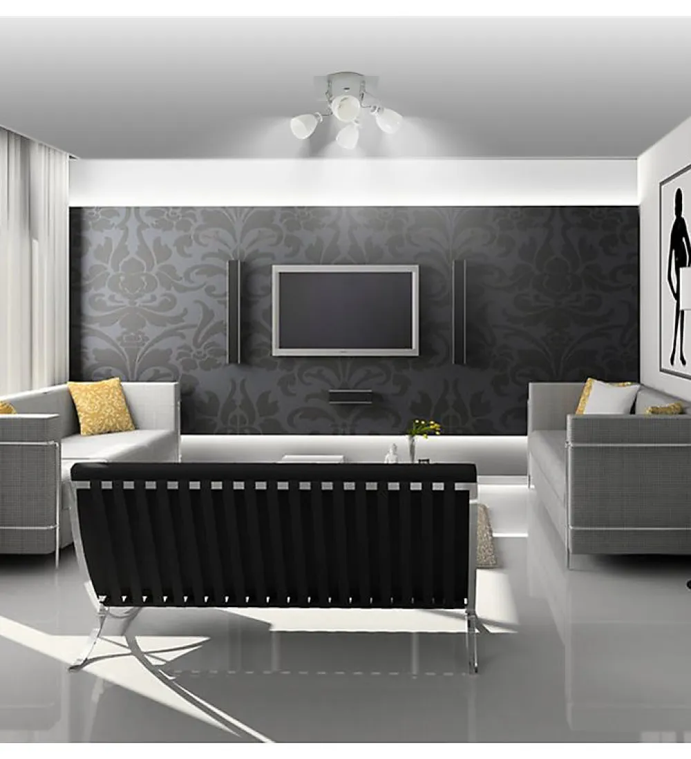 Autres Plafonnier carré gris satiné 4 lumières spots orientables et inclinables 4 x 40 W G9