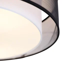 Best Qazqa Plafonnier intelligent noir et blanc 50 cm avec 3 Wifi A60 - Drum Duo