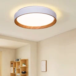 Alpinaluz Plafonnier<Plafonnier LED de plafond 30W 38cm CCT 3000K6000K BlancEffet Bois Modèle LUNADA