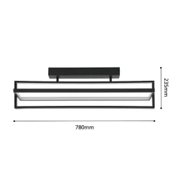 Clearance EGLO Plafonnier LED intégrée Siberia IP20 4400lm 34W L.78 x l.16x H.23,5 cm noir dimmable avec télécommande