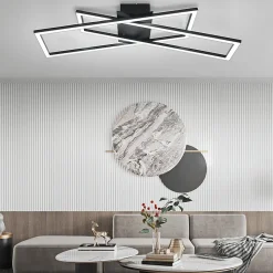 Best Nettlife Plafonnier LED noir 36W dimmable pour salon, bureau, chambre d'enfant