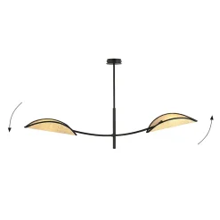 Best Emibig Lighting Plafonnier LOTUS 2 BLACK/RATTAN, , Fabriqué en EU