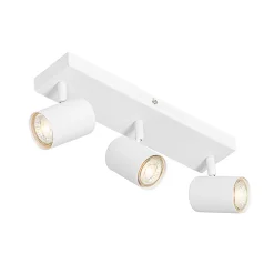 Best Qazqa Plafonnier moderne blanc 3 lumières réglable rectangulaire - Jeana