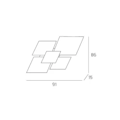 Toplight Plafonnier Pour Salon<Plafonnier moderne 1088/90-FO Verre Blanc et Feuille d'Or 4xE27