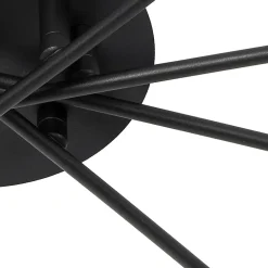 Best Qazqa Plafonnier moderne noir 8 lumières avec verre fumé - Athènes