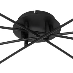 Best Qazqa Plafonnier moderne noir 8 lumières avec verre fumé - Athènes