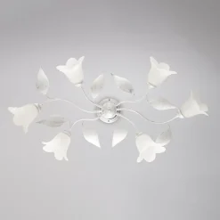 Belight Plafonnier Pour Chambre|Plafonnier Pour Cuisine<Plafonnier Olga fer blanc, déco argent antique, verre albâtre d.14, 6 lumières 70x52 cm déco sobre et chic