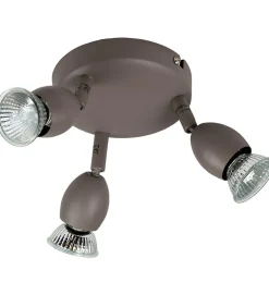 Autres Plafonnier Pour Chambre|Plafonnier Pour Cuisine<Plafonnier rond taupe 3 spots orientables Applique plafond halogene GU10 42 W