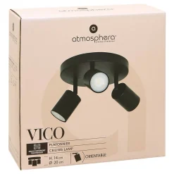 Atmosphera Créateur D'Intérieur Plafonnier Vico noir 20x20cm - Atmosphera