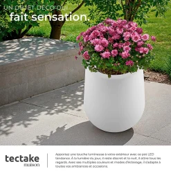 Tectake Panneau Led<Pot de fleurs LED avec éclairage LED 12 W 16 couleurs RGB et 5 modes d'éclairage