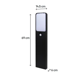 Best GoodHome Potelet LED extérieur noir 10,5 W 1700 lm blanc neutre IP54 détecteur de mouvement, Wendland