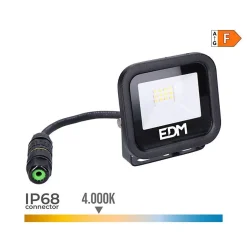 Outlet EDM Projecteur LED 10W 800lm 4000K Lumière du Jour Noir - Blackseries