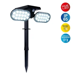 Discount Näve Projecteur solaire à LED 'Paco' pour l'extérieur avec LED fixe, piquet de terre solaire en plastique noir, hauteur 31,9 cm