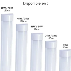 Best Silamp Réglette LED 60cm 24W (Pack de 4) - Blanc Neutre 4000K - 5500K -