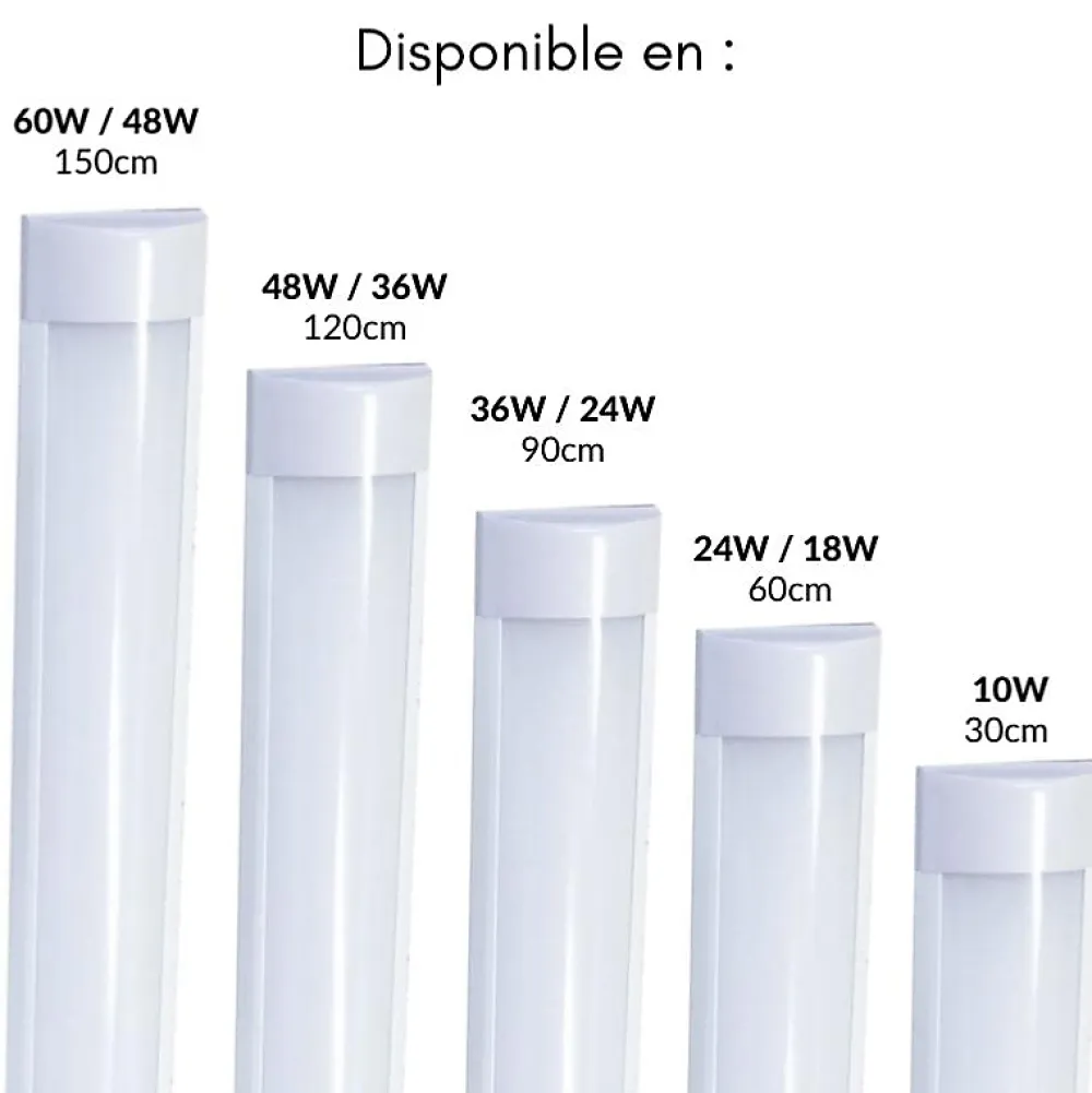 Best Silamp Réglette LED 60cm 24W (Pack de 4) - Blanc Neutre 4000K - 5500K -