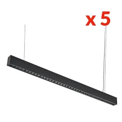 Silamp Suspension Pour Salle À Manger|Suspension Pour Chambre<Réglette Suspendue LED 120cm 35W Noir (Lot de 5) - Blanc Neutre 4000K - 5500K -