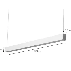 Silamp Suspension Et Lustre<Réglette Suspendue LED Large 120cm 35W Argent - Blanc Neutre 4000K - 5500K -